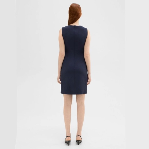 NWT Theory Betty 2B Sleeveless Fitted Sheath Dress Sz 8 Navy Blue Wool - Picture 3 of 6